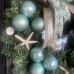 close up of coastal christmas wreath