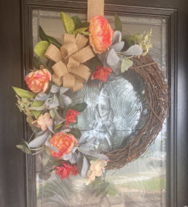 peony and lambs ear spring wreath